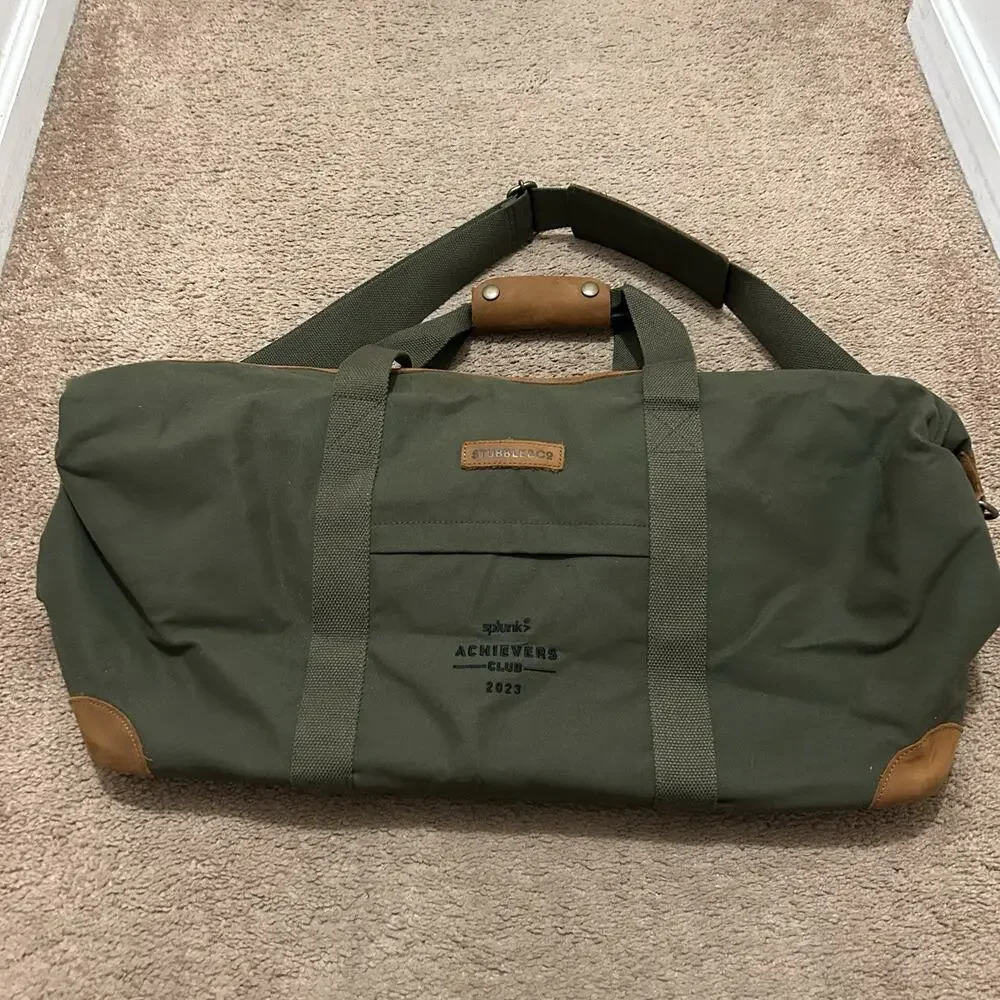 STUBBLE & CO Weekender Duffle Bag Canvas Leather w/ Shoulder Strap *LOGO
